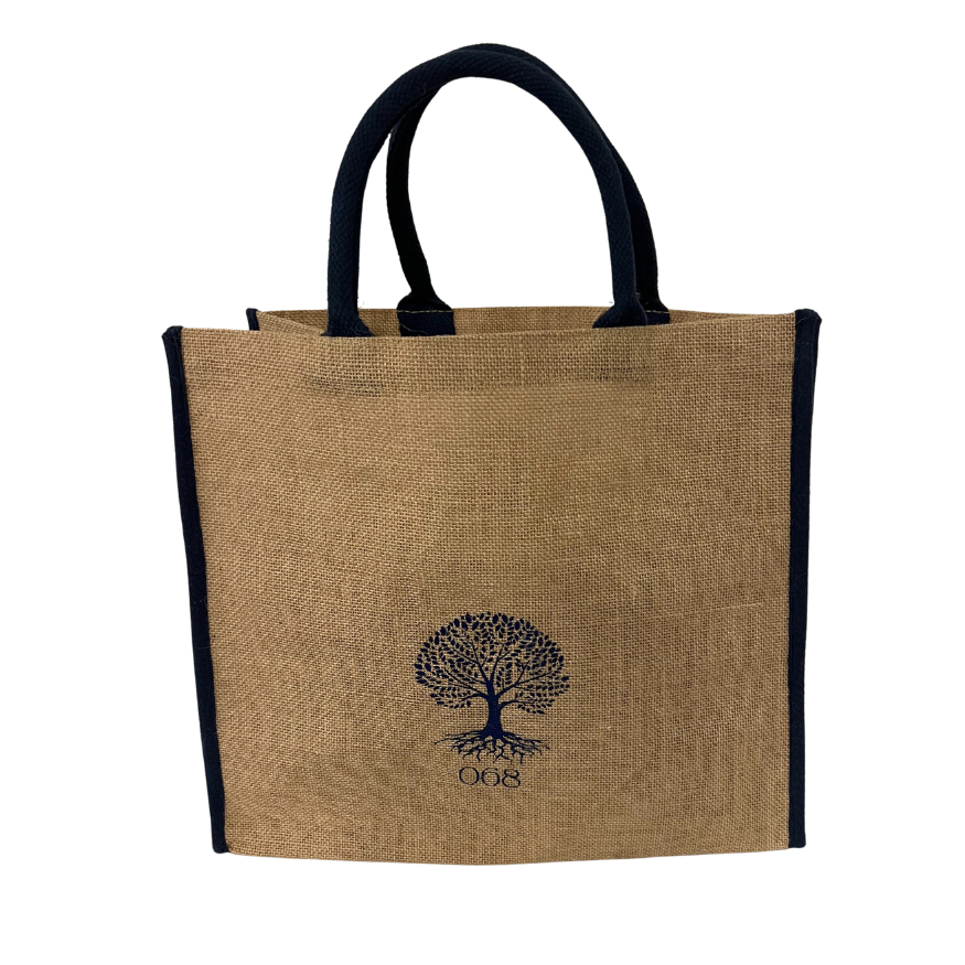 Nutmeg Navy Rope Handle "068" Jute Tote
