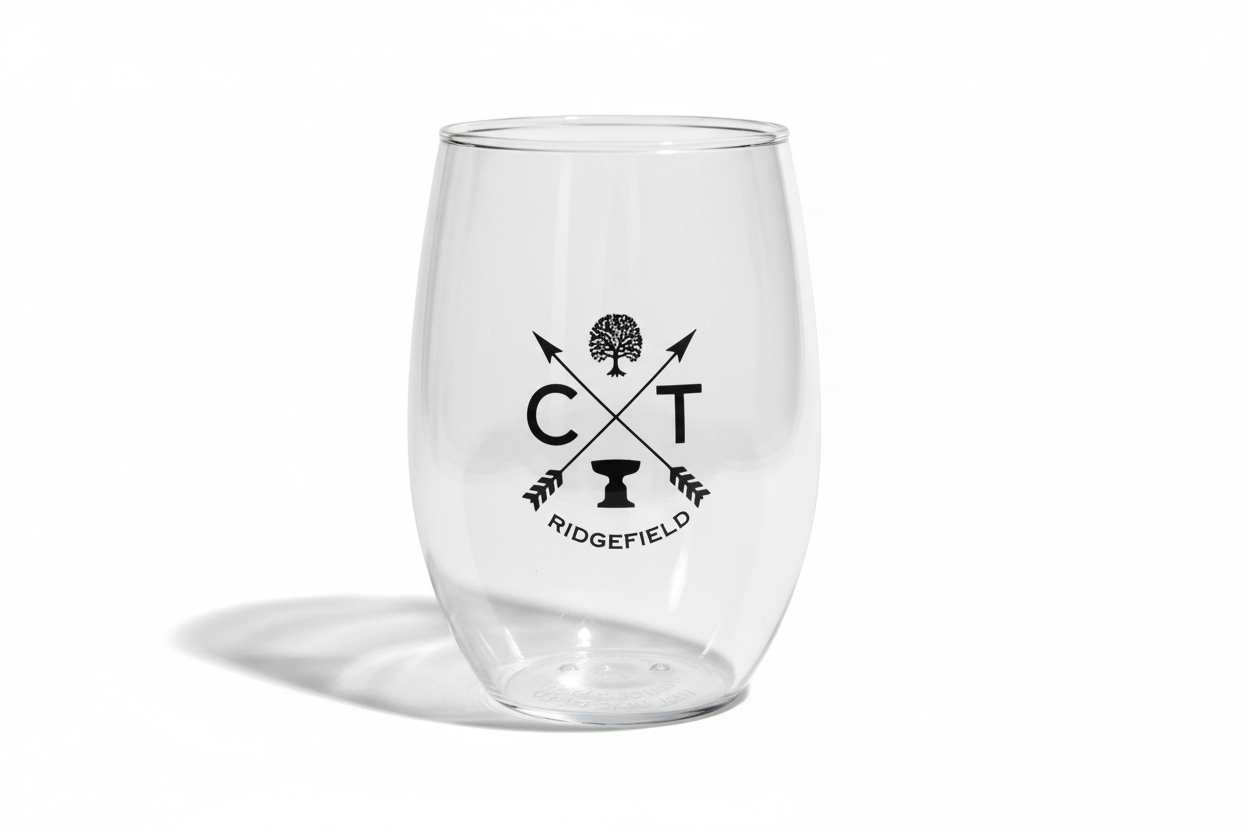Acrylic Stemless Wine Glass - Iconic Ridgefield Design
