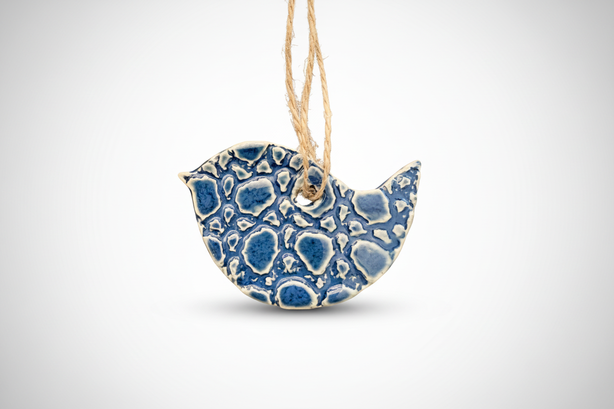 Eastern Blue Bird Ceramic Ornament