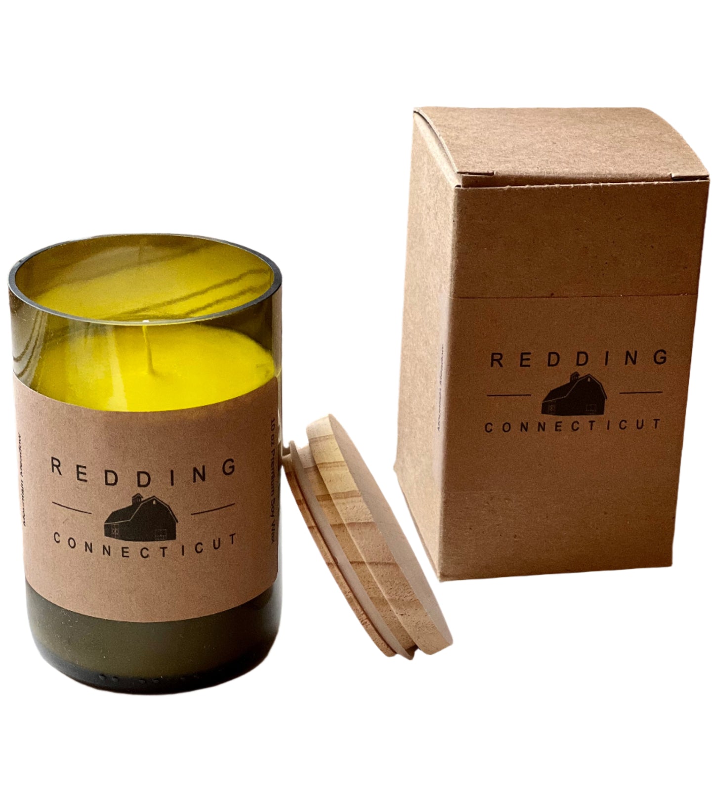 Redding CT Recycled Wine Bottle Soy Candle