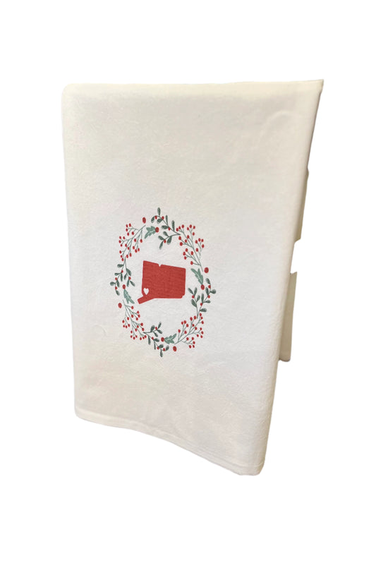Connecticut Holiday Wreath Tea Towel - Exclusive Design