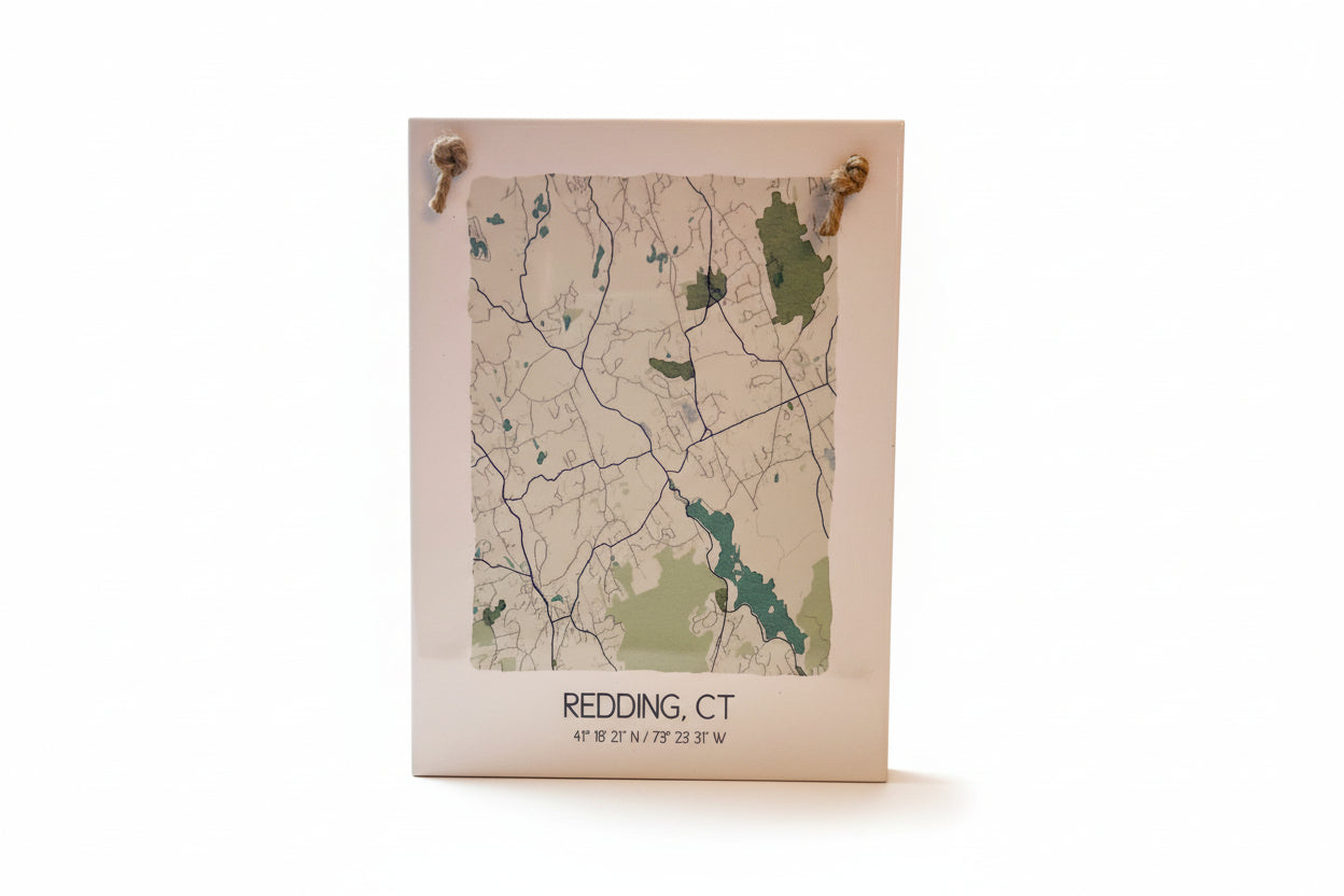Redding CT Map Tile Wall Art