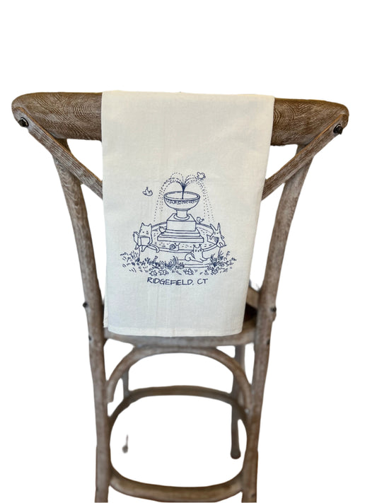 "Lounging at the Cass Gilbert Fountain" Tea Towel