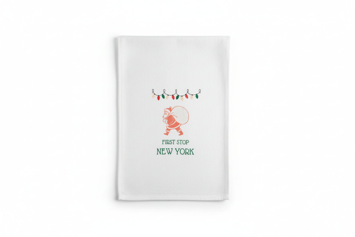 New York Santa Tea Towel - hometown holiday