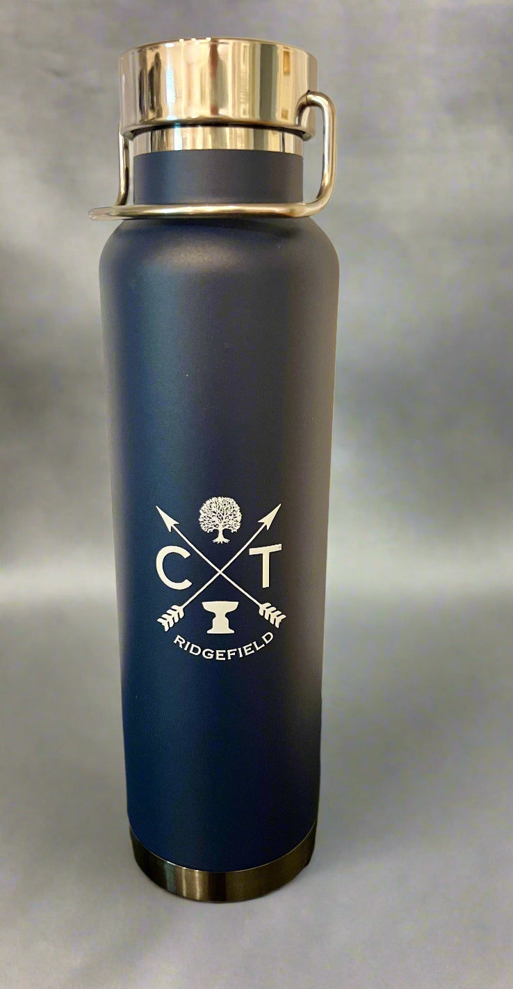 Iconic Ridgefield CT Water Bottle - Navy/White
