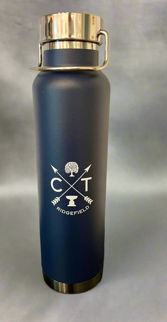 Iconic Ridgefield CT Water Bottle - Navy/White