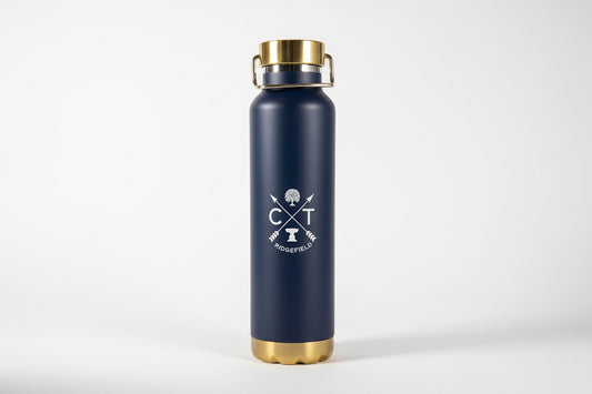 Iconic Ridgefield CT Water Bottle - Navy/White