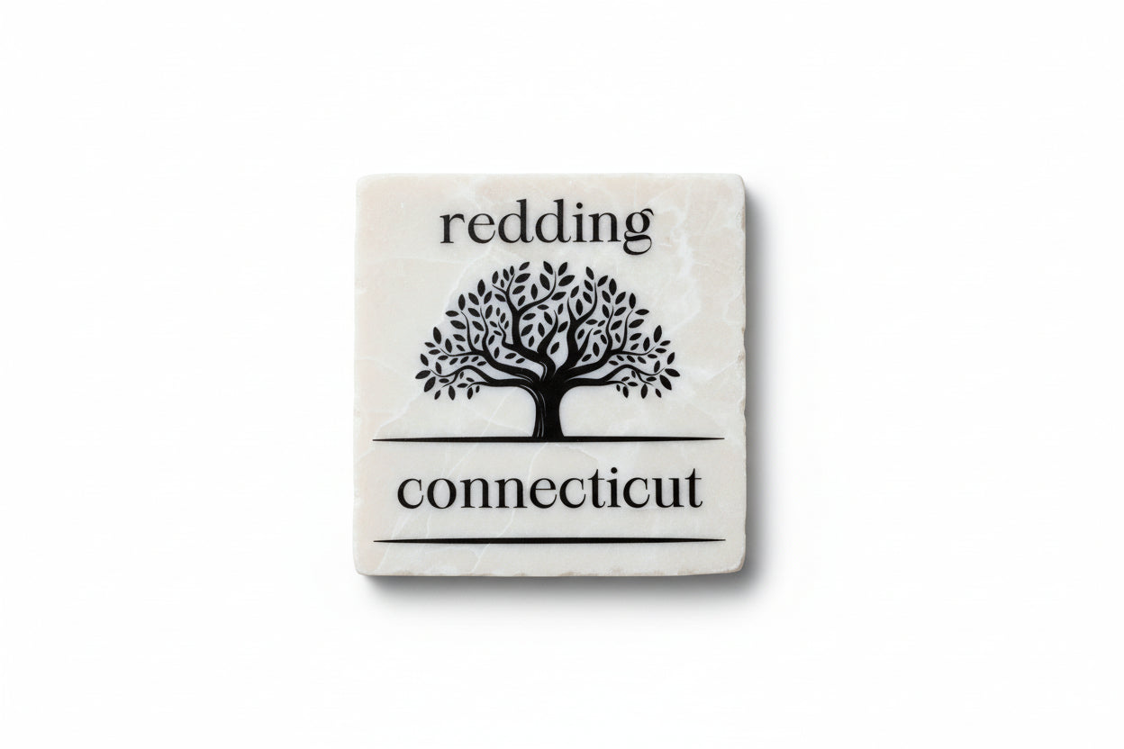 Tumbled Marble Coaster - Exclusive CT & NY Town Designs!