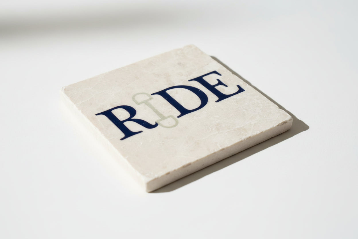 Equestrian Inspired Tumbled Marble Coaster - "RIDE"