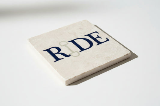 Equestrian Inspired Tumbled Marble Coaster - "RIDE"