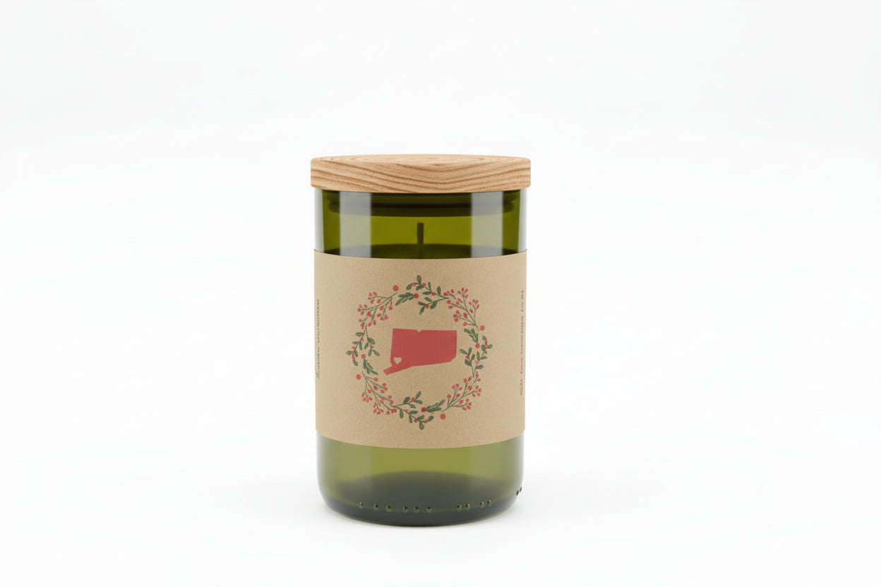 Connecticut Holiday Wreath Candle - Connecticut Gift