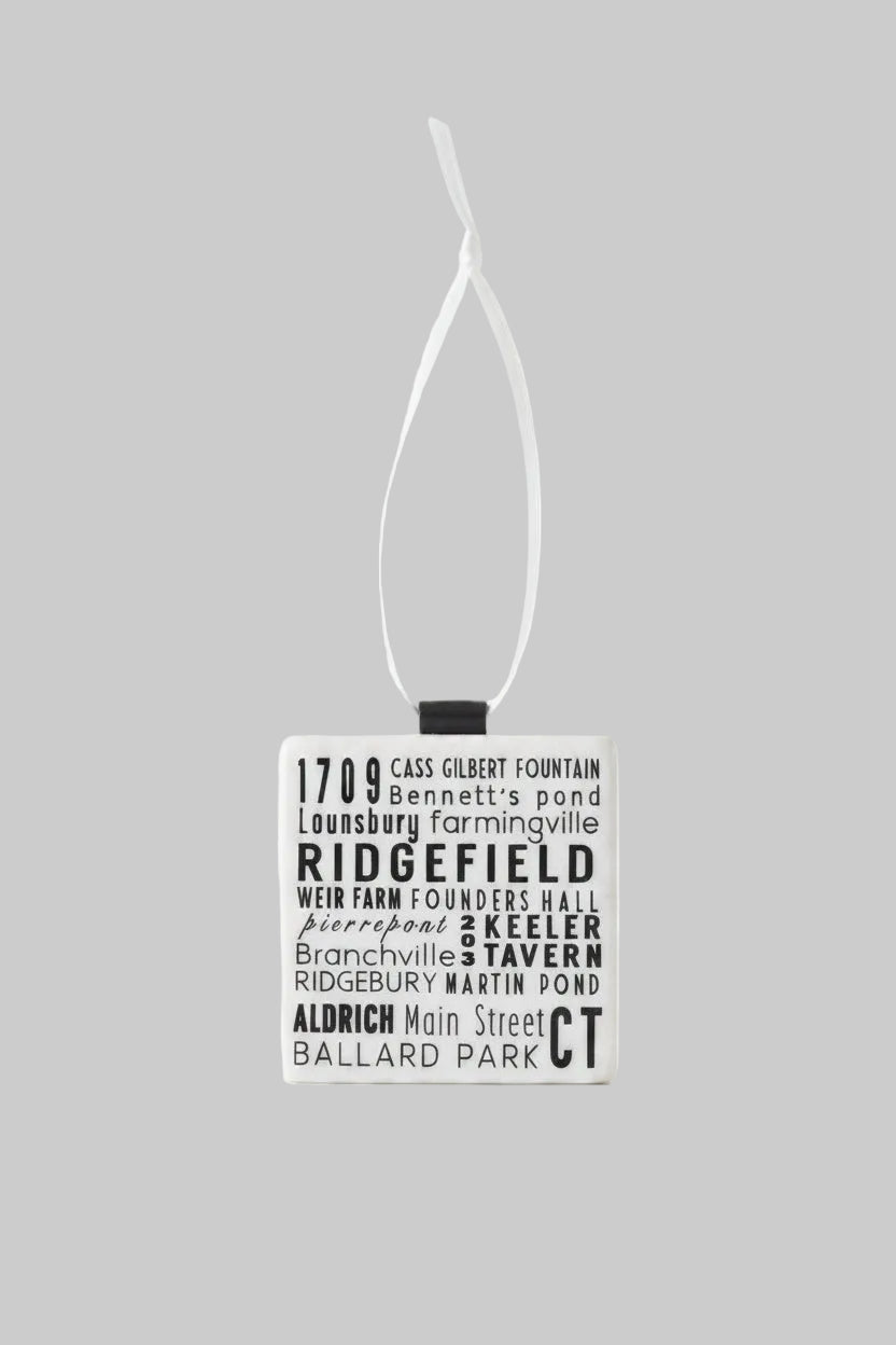 Ridgefield CT Subway Art Tumbled Marble Ornament
