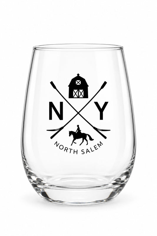 North Salem NY Stemless Wine Glass