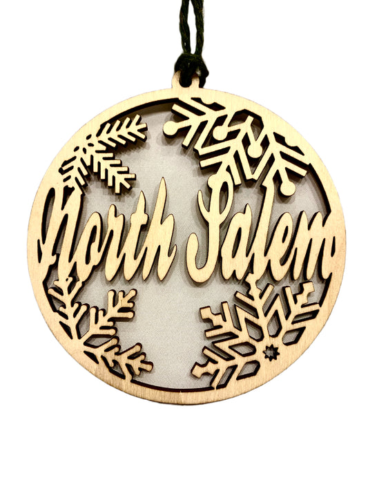 North Salem Wood Cut Snowflake Holiday Ornament