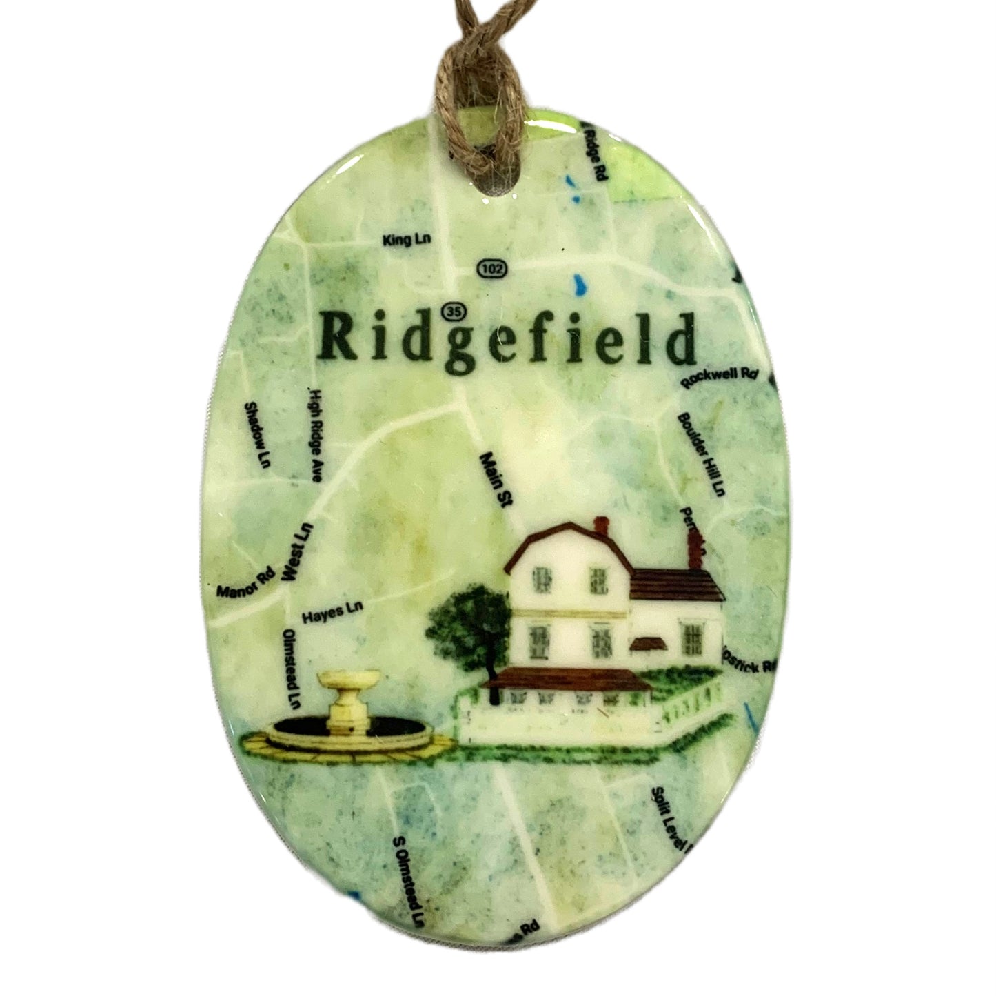 Ridgefield Main Street Ceramic Ornament - Exclusive Design