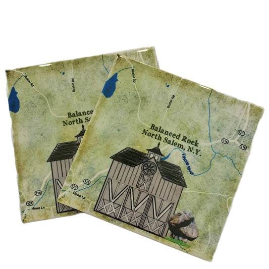 North Salem Map Art Tile Coasters - Set of 2