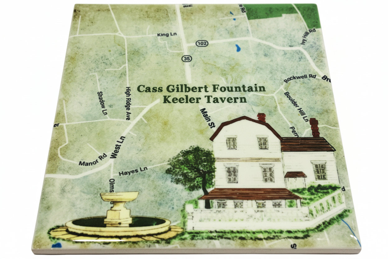 Ridgefield Main Street Art Tile Coasters - Set of 2