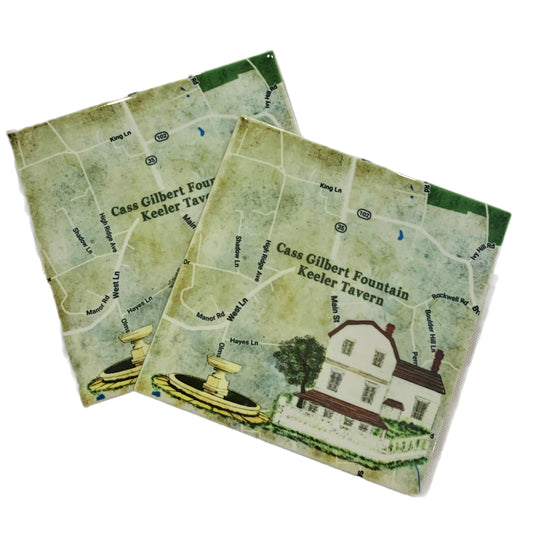 Ridgefield Main Street Art Tile Coasters - Set of 2