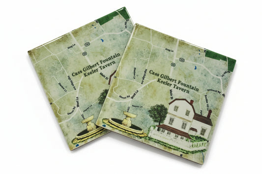 Ridgefield Main Street Art Tile Coasters - Set of 2