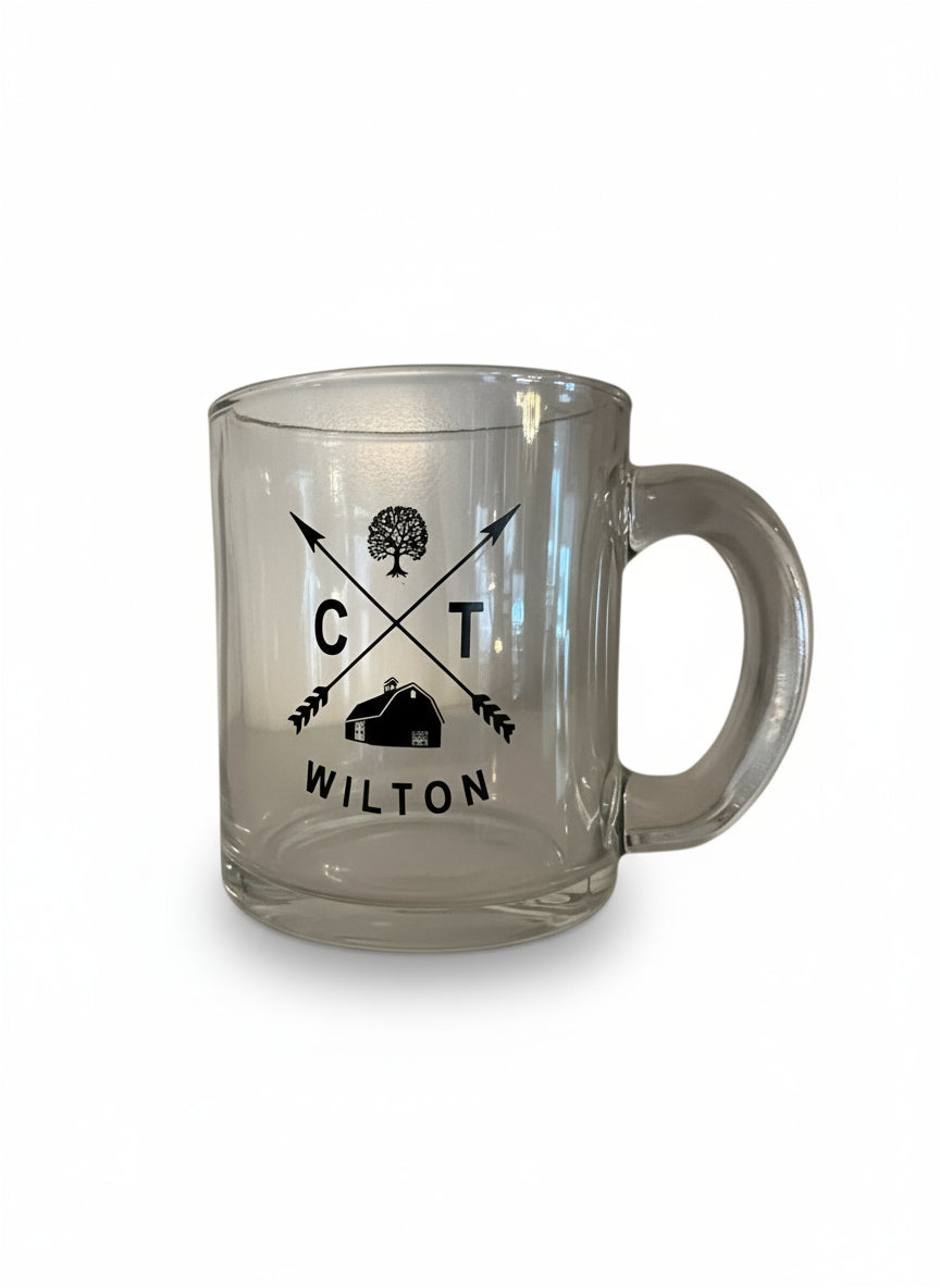 Iconic Wilton CT Glass Coffee Mug