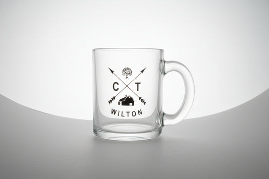 Iconic Wilton CT Glass Coffee Mug