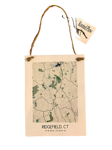 Ridgefield CT Map Art Tile