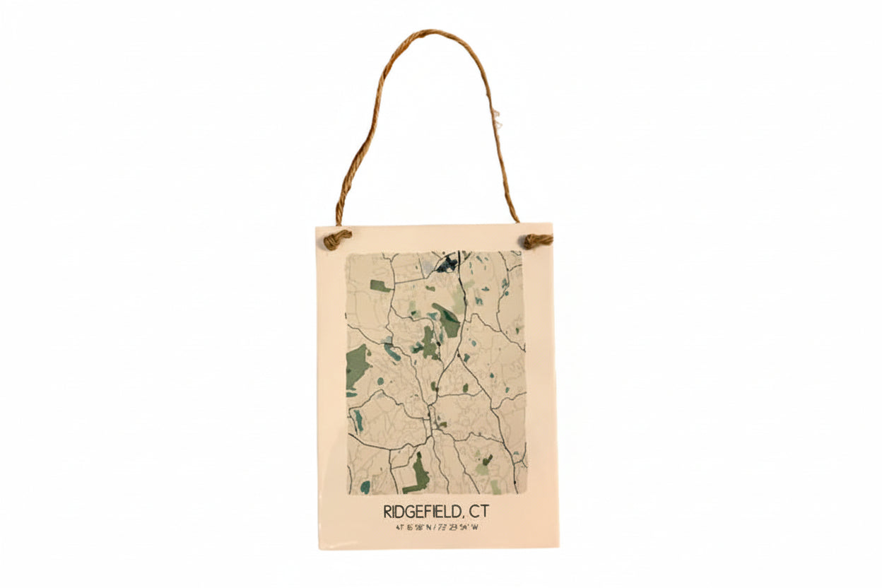 Ridgefield CT Map Art Tile