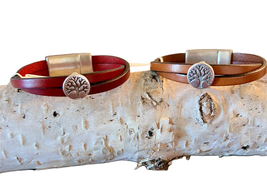 leather wrap band is veg-tanned, making it hypoallergenic, with a sleek and strong magnetic clasp.    Origin - A wonderful, woman-owned small batch business in Orlando, Florida.