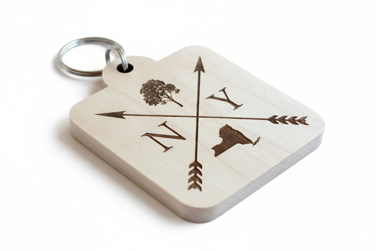 Iconic New York Wood Cut Key Ring