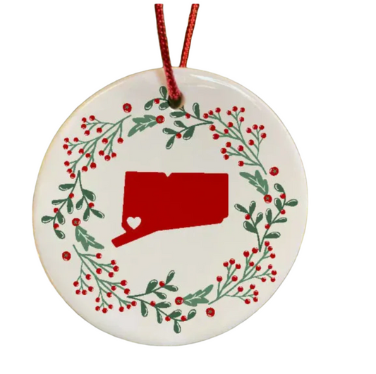 Connecticut Love Wreath Ornament - Exclusive Design