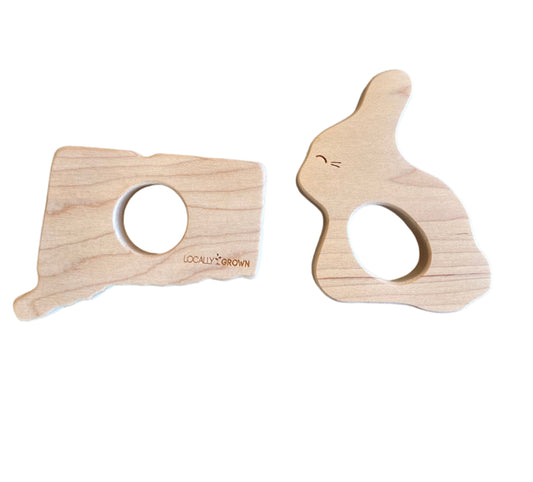 Solid Wood Teething Toy - CT or Bunny Shape