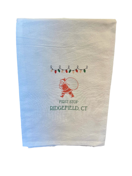 Santa First Stop Ridgefield Tea Towel -  Exclusive Design