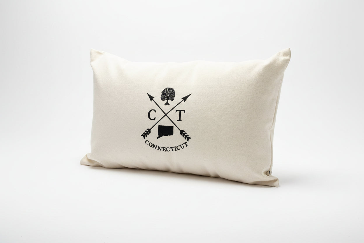 Embroidered Lumbar Pillow - Iconic Connecticut Design