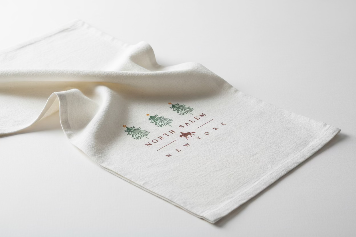 North Salem New York Holiday Equestrian Tea Towel - hometown gift
