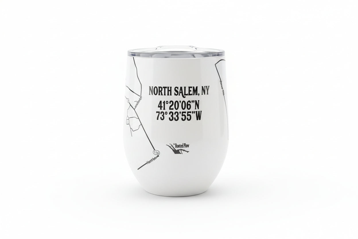 North Salem, NY Map Wine Tumbler - 12 oz Insulated Stainless Steel