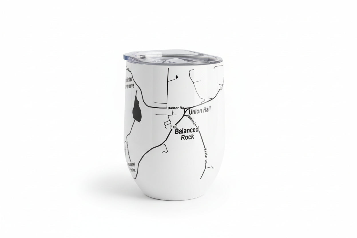 North Salem, NY Map Wine Tumbler - 12 oz Insulated Stainless Steel