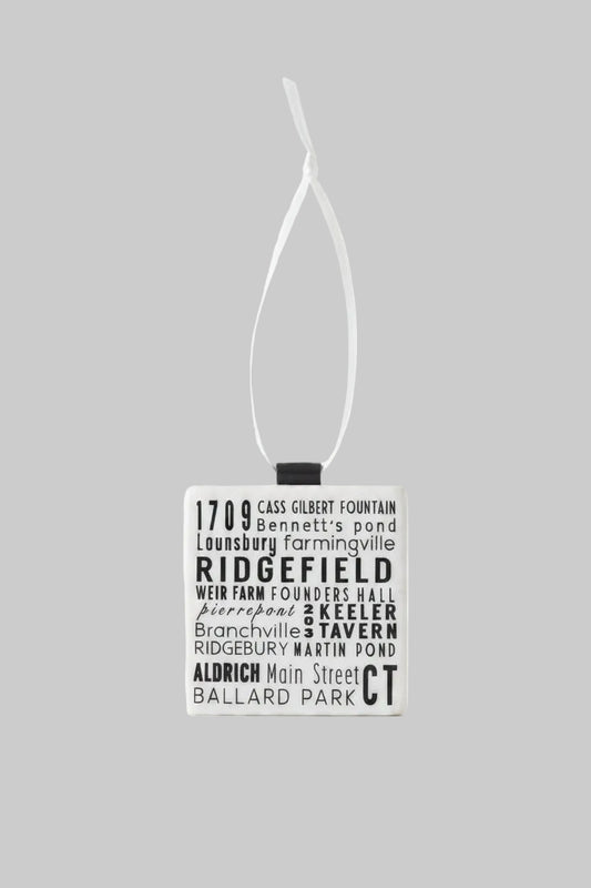 Ridgefield CT Subway Art Tumbled Marble Ornament