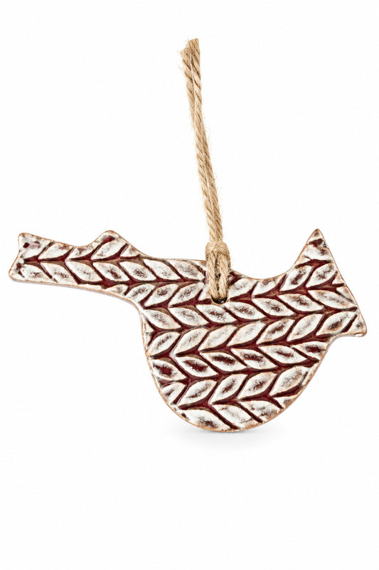 Handmade Ceramic Cardinal Christmas Ornament | Made in USA