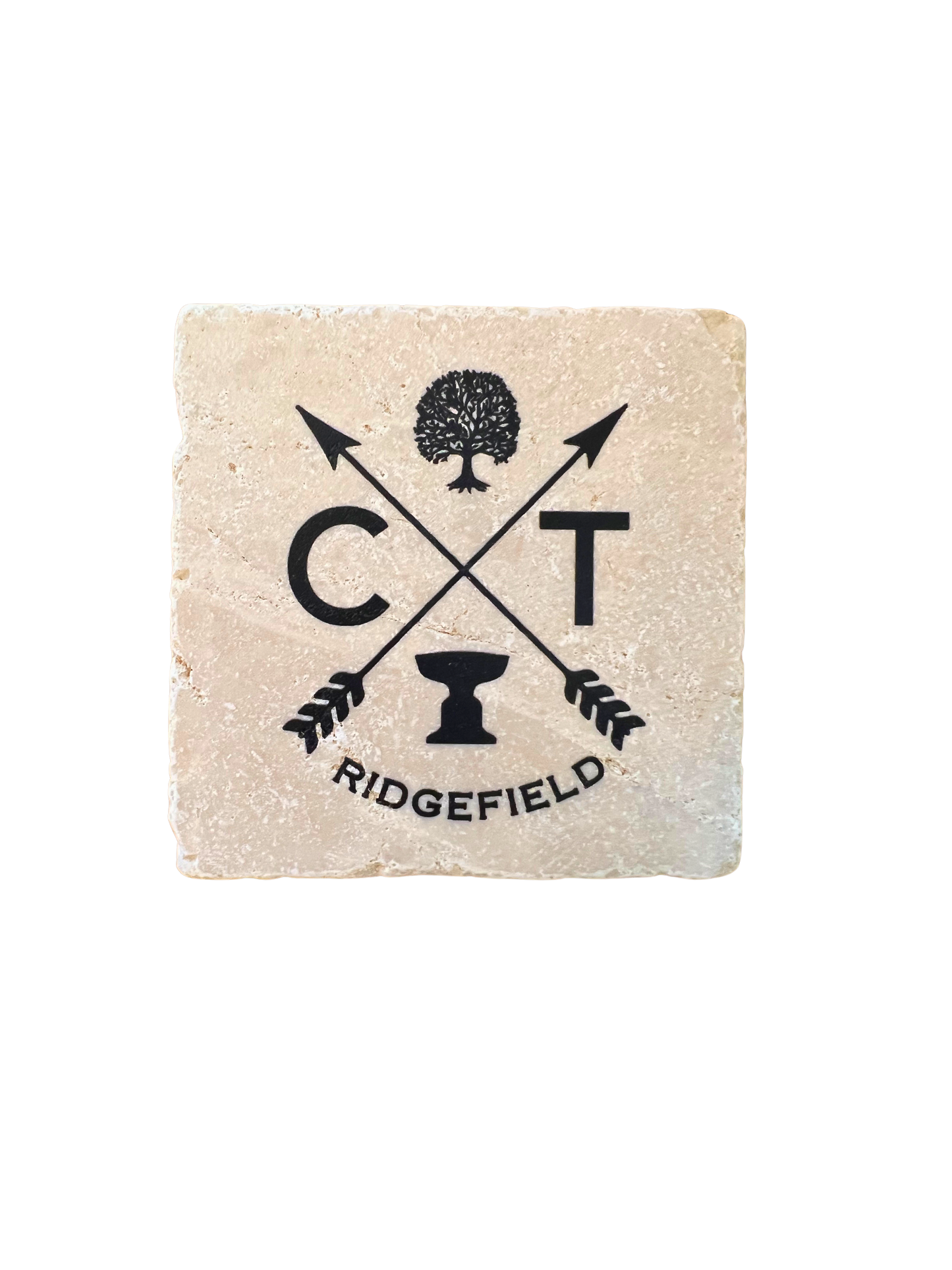 Tumbled Marble Coaster - Exclusive CT & NY Town Designs!