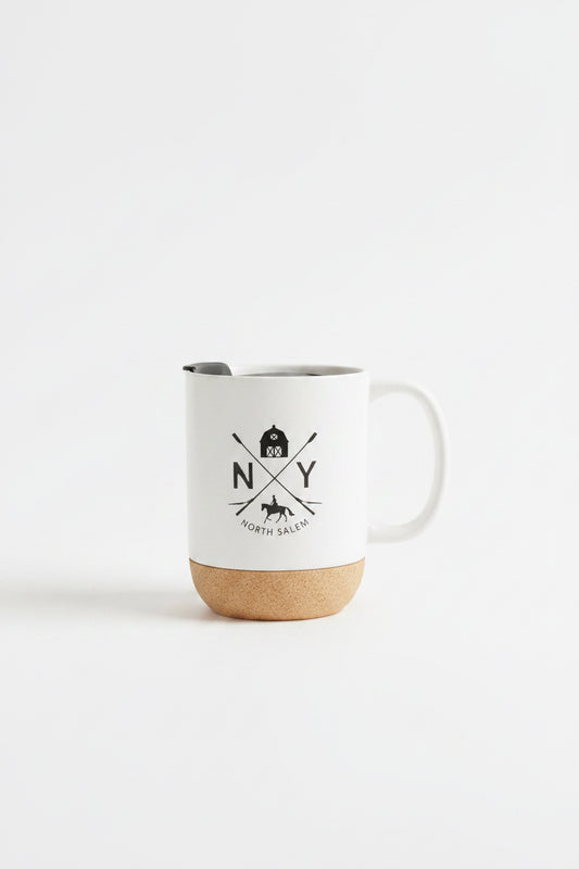 North Salem NY Equestrian Ceramic Travel Mug with Cork Base & Lid