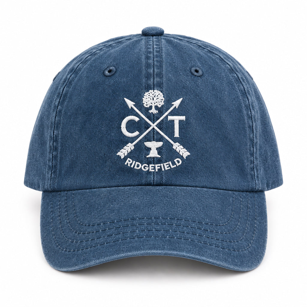 Iconic Ridgefield CT Washed Canvas Baseball Cap