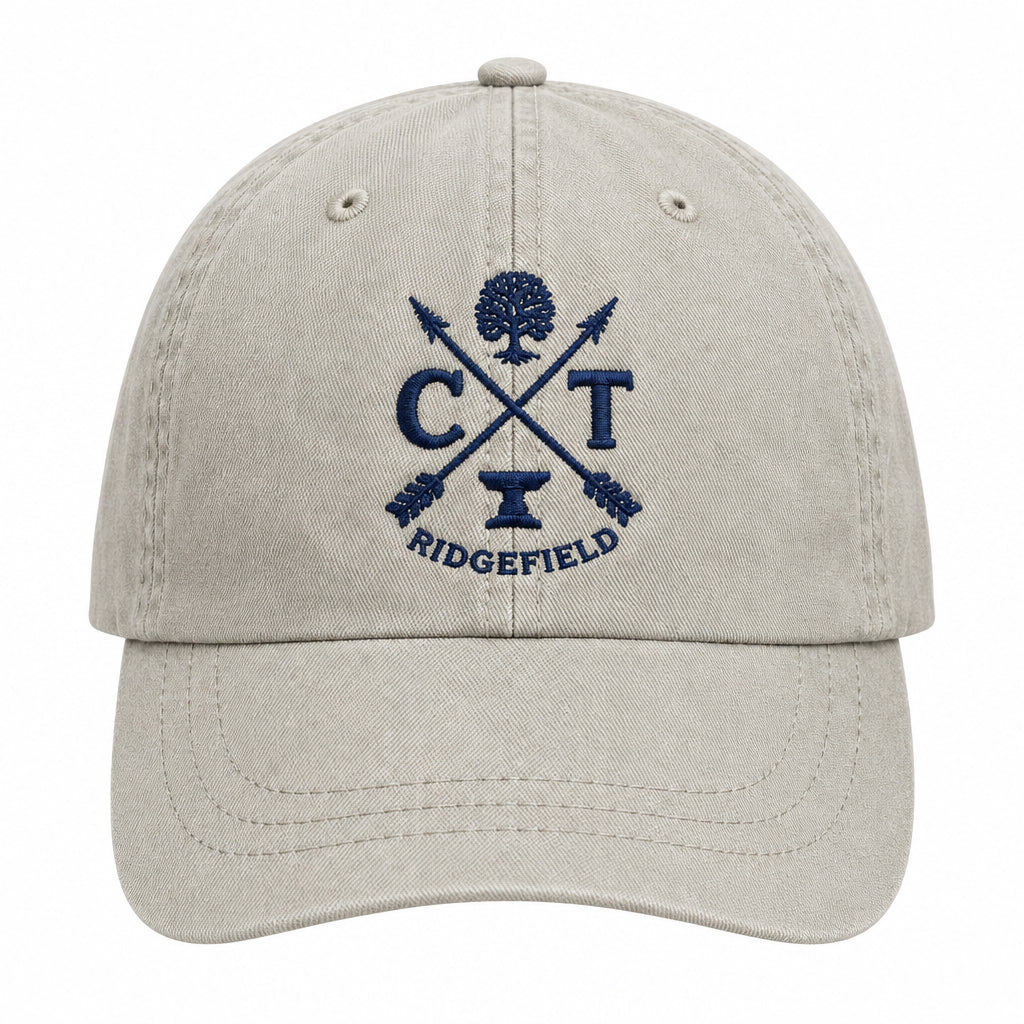 Iconic Ridgefield CT Washed Canvas Baseball Cap