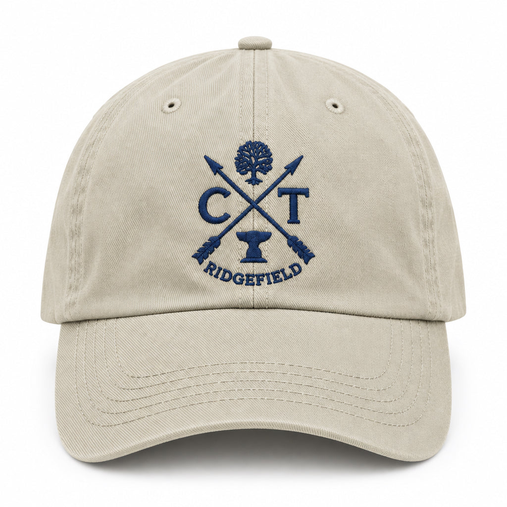 Iconic Ridgefield CT Washed Canvas Baseball Cap