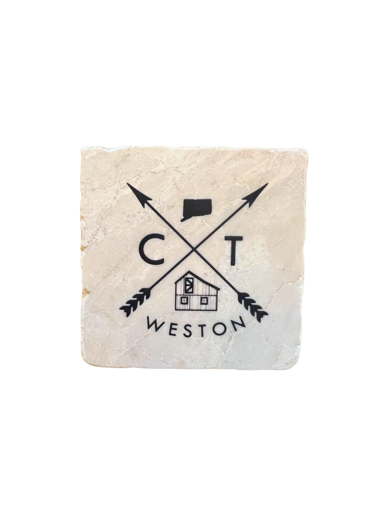 Tumbled Marble Coaster - Exclusive CT & NY Town Designs!