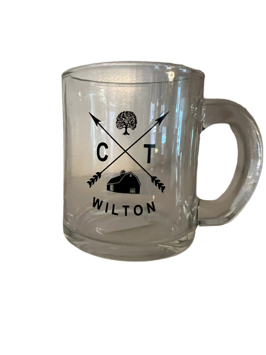 Iconic Wilton CT Glass Coffee Mug