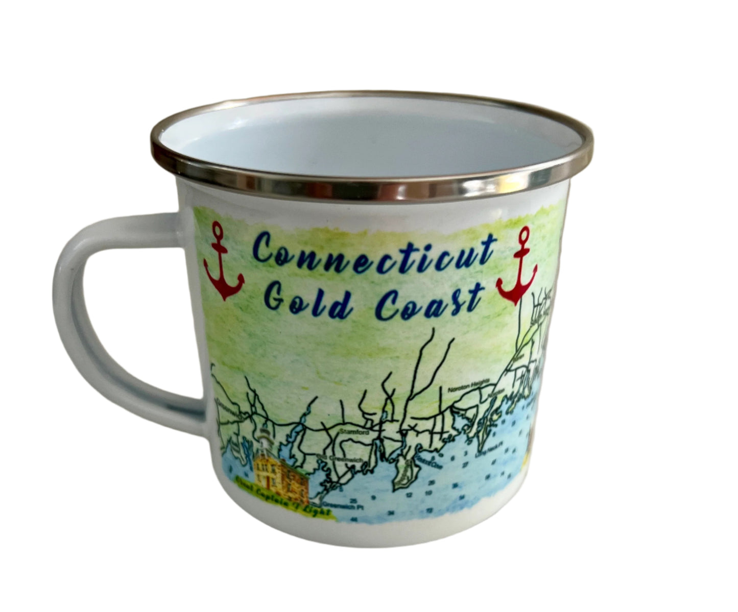 Connecticut Gold Coast Enamel Camp Mug - EXCLUSIVE Design!