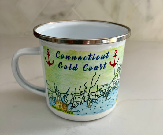 Connecticut Gold Coast Enamel Camp Mug - EXCLUSIVE Design!