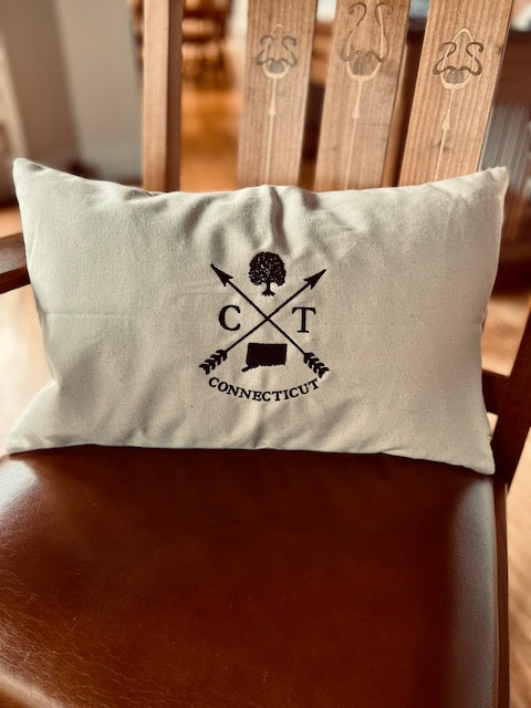 Embroidered Lumbar Pillow - Iconic Ridgefield & Connecticut Designs