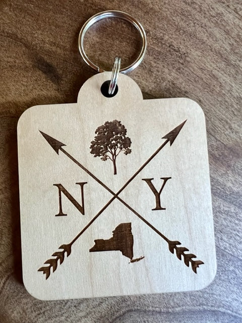 Iconic New York Wood Cut Key Ring